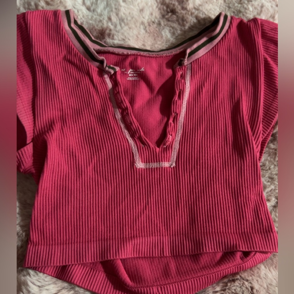 Urban Outfitters Pink Ribbed Blouse
